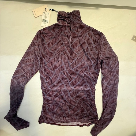 Cinq Sept Calla Lily Lilac Grey Mesh Turtleneck Top Size S MSRP 195 - Picture 3 of 11